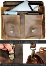 RUSTIC TOWN Handmade Leather Shoulder Briefcase Messenger Bag Mens 16 inch Laptop Satchel - Image 3